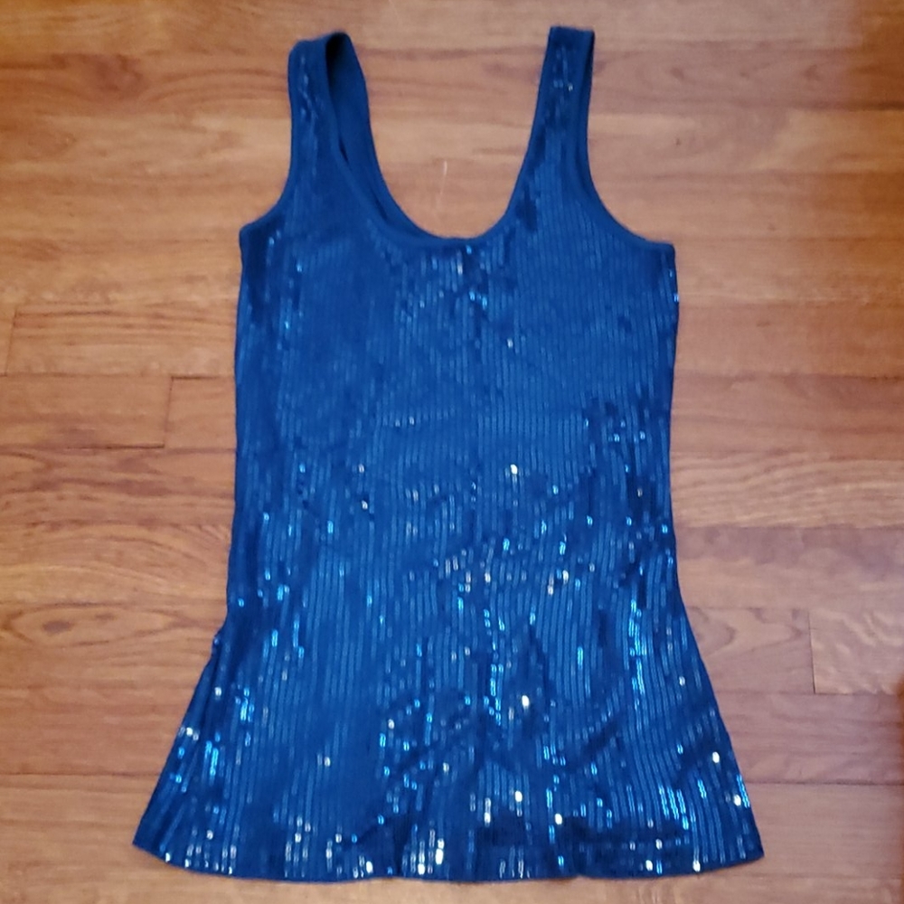 Women's Express sequin navy blue tank top